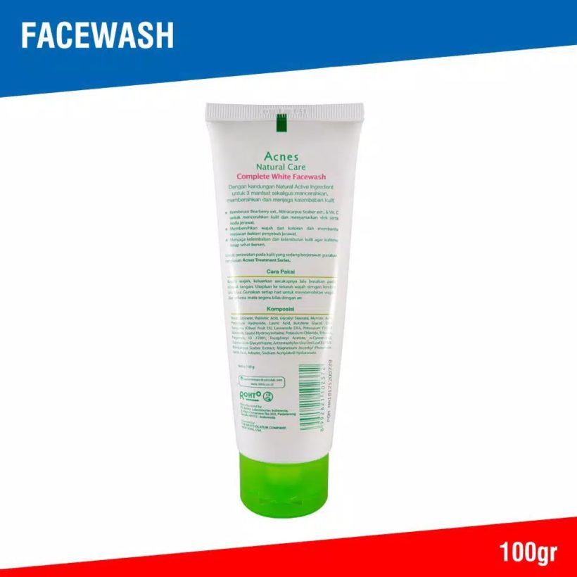 Acnes Natural Care Face Wash Complete White 100 gr Florent Beauty